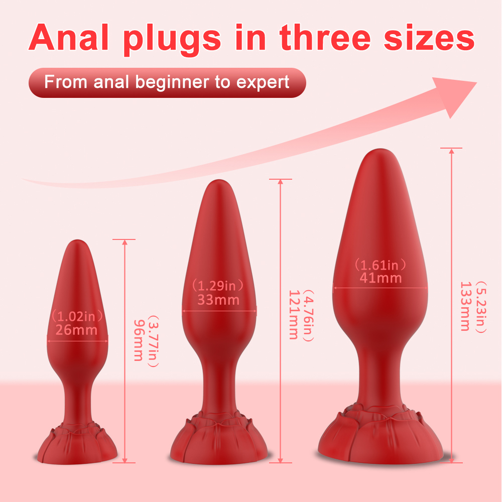 Butt Plug Silicagel Beads Butt Plug Set Small Medium Large Strong Anal Plug Trainer Sex Toy Men Women Red - Shop at LoveMi