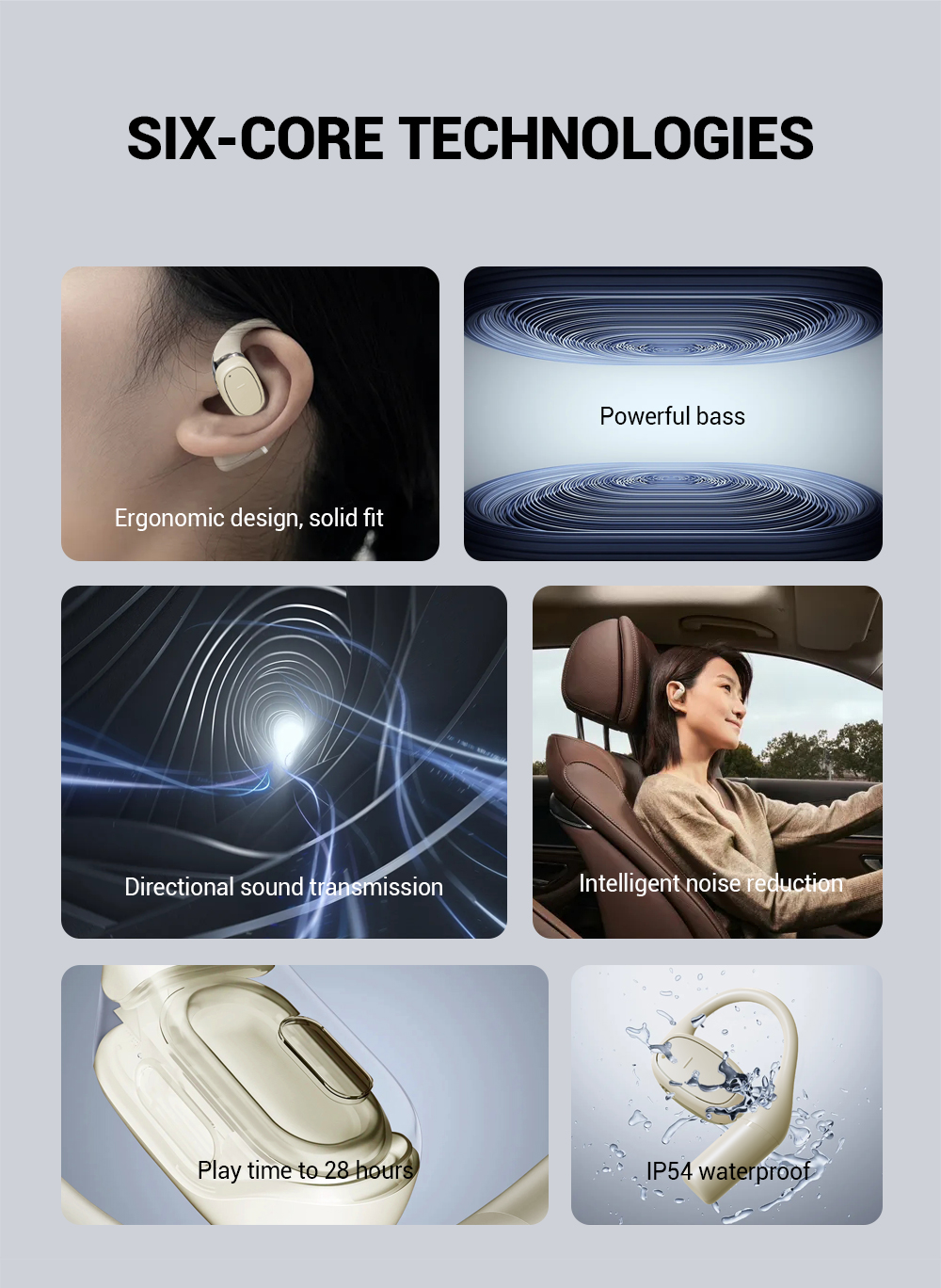 OWS Open-ear Headphones, 5.3 Wireless Earbuds, High-fidelity Stereo Wireless Headphones, 8-hour Playtime Sports Earbuds, With LED Digital Battery Display Charging Case, Perfect For Work, Workouts