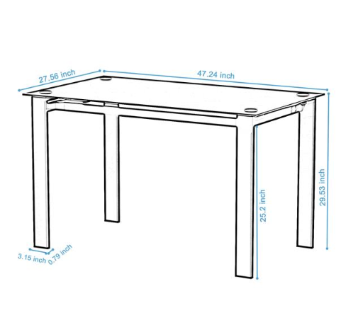Modern Tempered Glass Black Dining Table_voghion.com