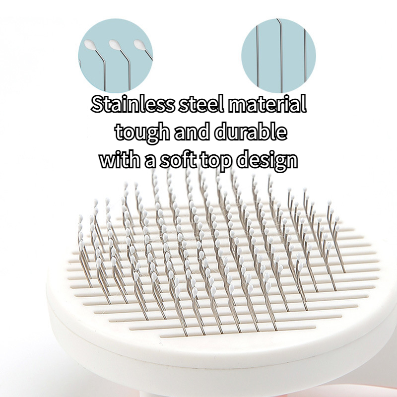 Cat grooming brush for dogs and cats, self-cleaning slicker brushes with stainless steel needle comb for pet hair removal. Self-cleaning feature for convenient grooming. Can be used as a hair remover scraper and pet grooming tool.