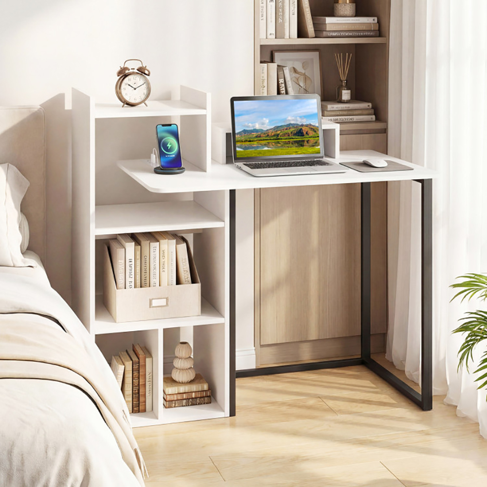 Computer Desk With Charging Station And Ergonomic Monitor Stand With Non-slip Foot Pads For Living Room, Bedroom, Study And Office