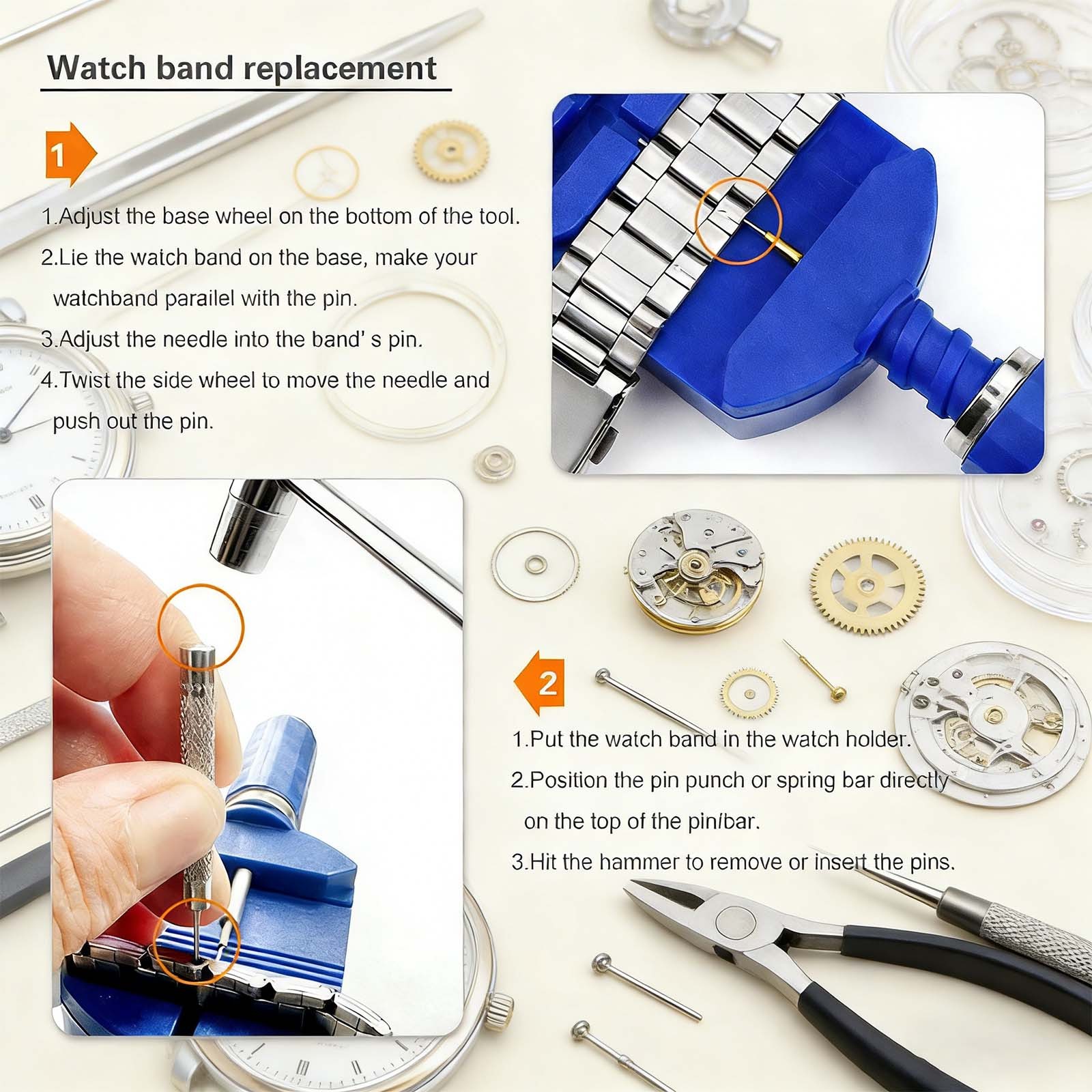 147PCS Watch Repair Tool Kit Back Case Opener Remover Spring Pin Bars Watchmaker 3