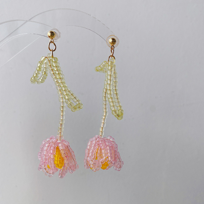 Title 3, Fashion Tulip Flower Beaded Earrings