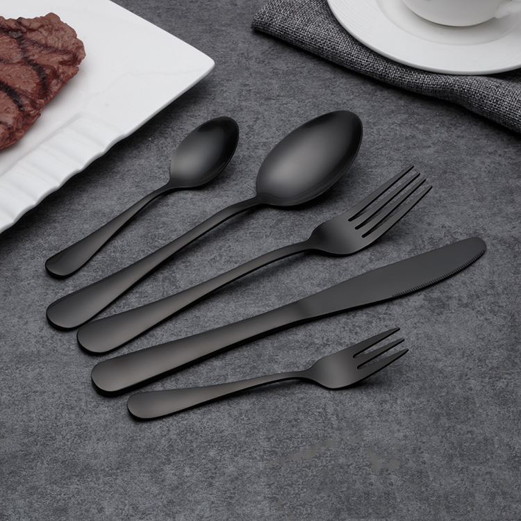 Title 4, Black Stainless Steel Western Cutlery Spoon Set