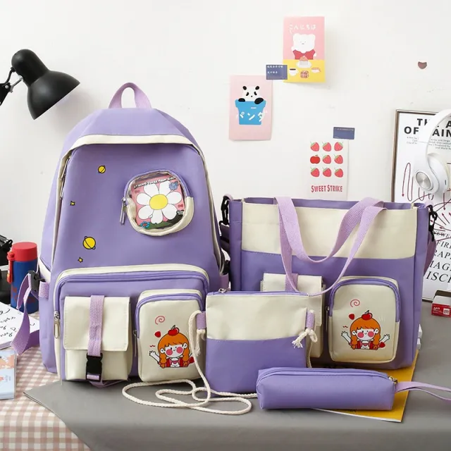 Schoolbag Girl Girl Cute High School Student College Student Large Capacity Backpack Purple - Shop at LoveMi