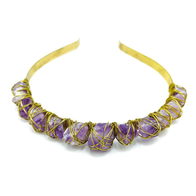 Natural Crystal Quartz Crown Born Amethyst Gemstone Wedding Headdress — foto 2