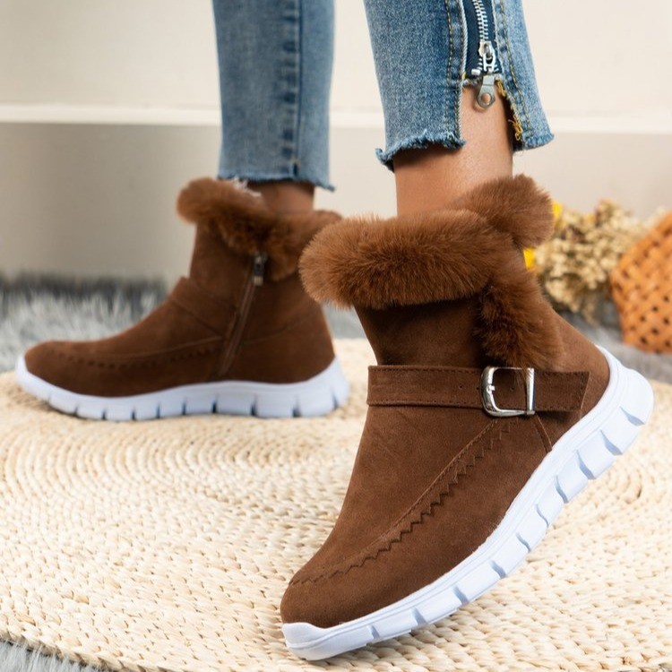 Women warm square heels multicolor 2024 snow boots