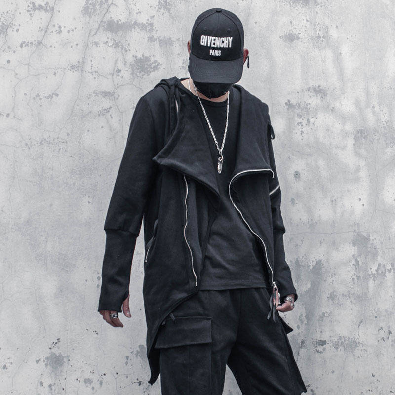 Dark Asymmetric Design Coat Gothic Trench Coat Men