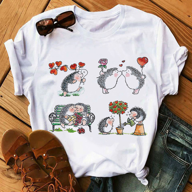 Title 6, Short-sleeved T-shirt Cartoon Cute Little Hedge...