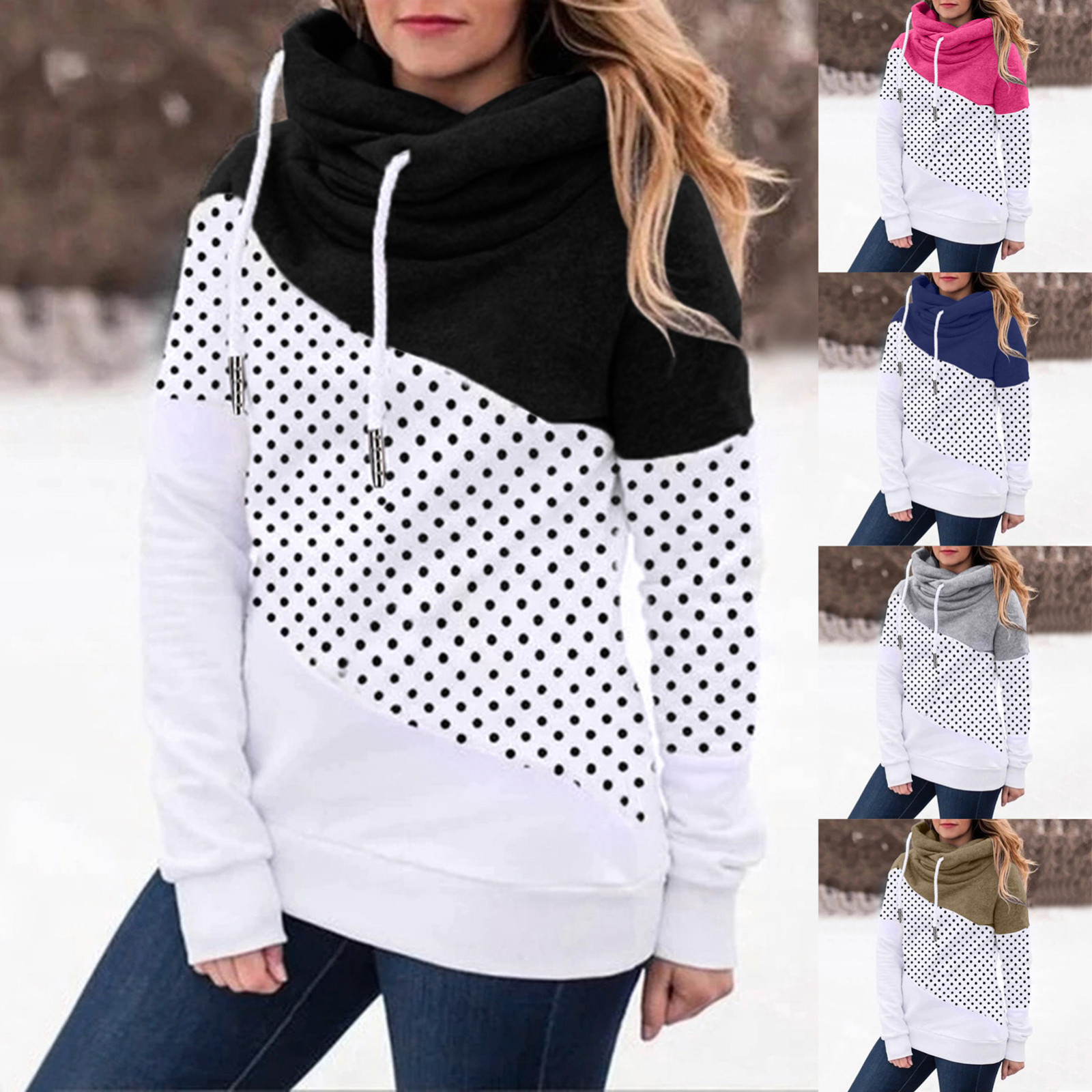 Title 4, Fleece Ladies Fashion Contrast Stitching Hooded...