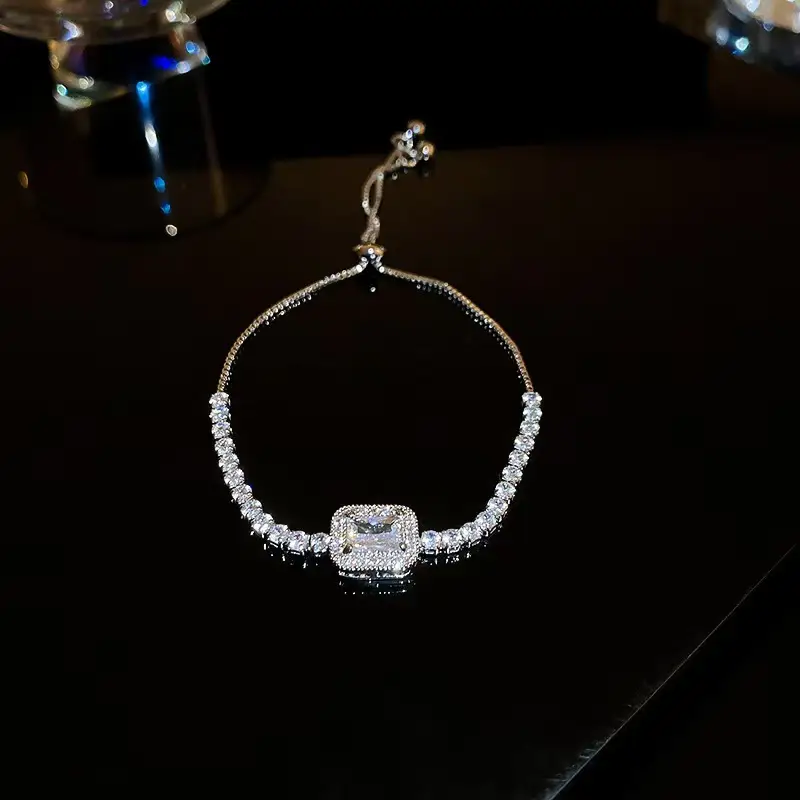 French Style Flower Clasp Cubic Zircon Bracelet Premium Elegant Bangle Dainty Floral Buckle Fashion Jewelry