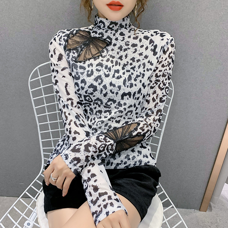 Title 4, Fashion Leopard Print Mesh Printed Shirt