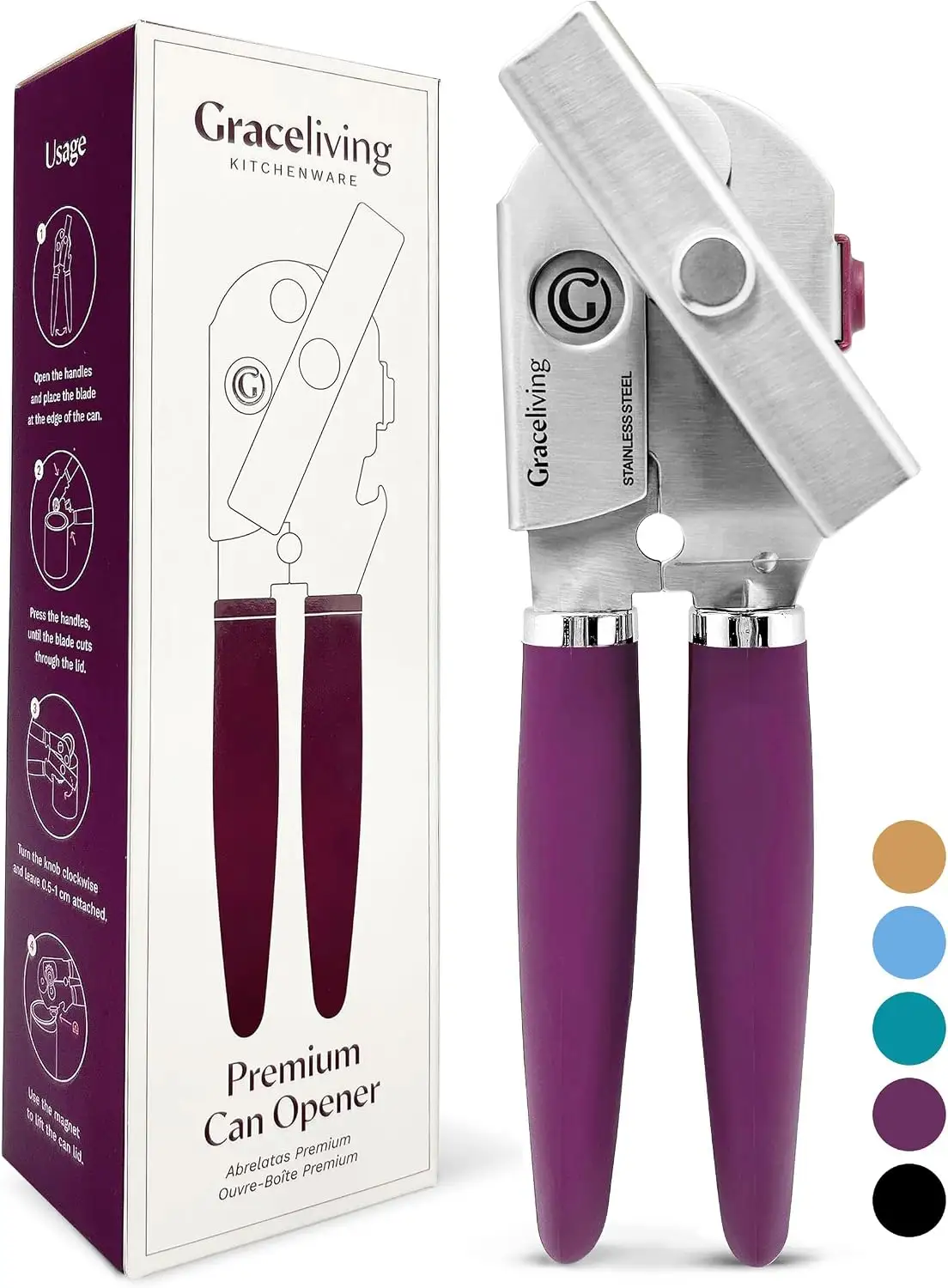 Manual Can Opener With Magnetic Lid Lifter