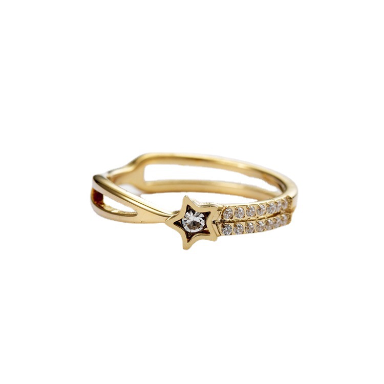 Five-pointed Star Diamond Ring Fashion Stainless Steel