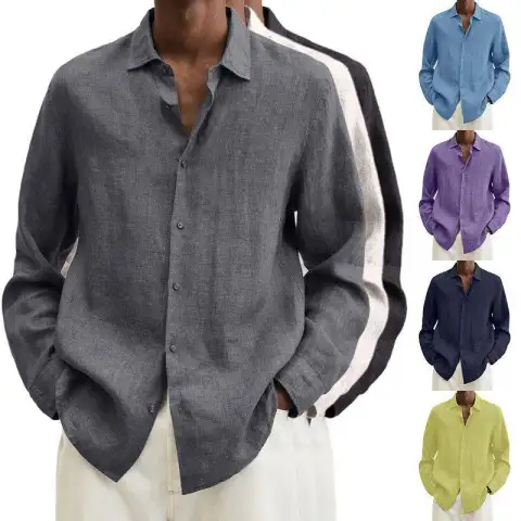 Long Sleeve Lapel Shirt Men's Loose Button Cardigan Sshirt