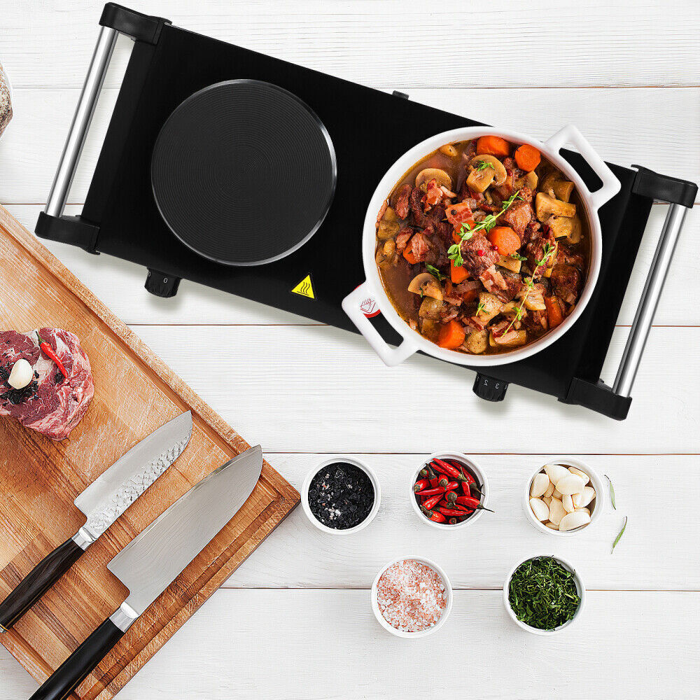 2000W Electric Cooker Double Hob Hot Plate Stove W Handle Table Hob Kitchen 11