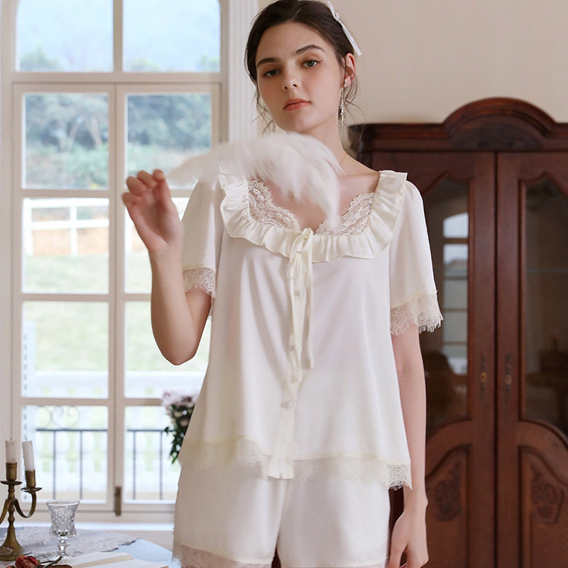 Title 7, French Court Style Summer Silk Suit Pajamas