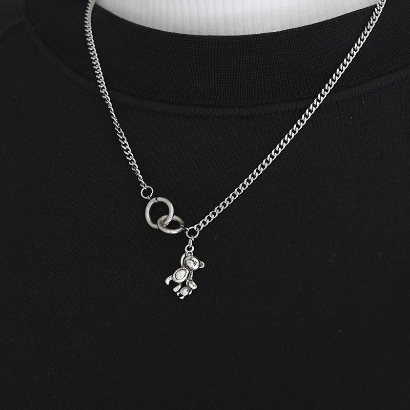 Titanium Steel Bear Necklace Hip Hop Jewelry Retro Niche Cool Sweater Chain