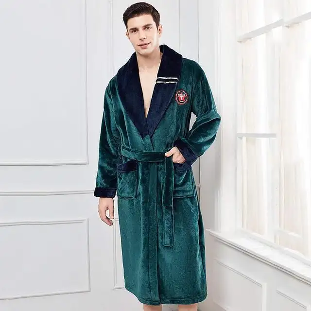 Winter Flannel Lovers Robe Gown Elegant Solid