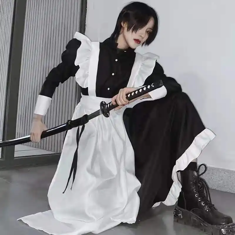 British Style Pearl Thread Long Cafe Maids