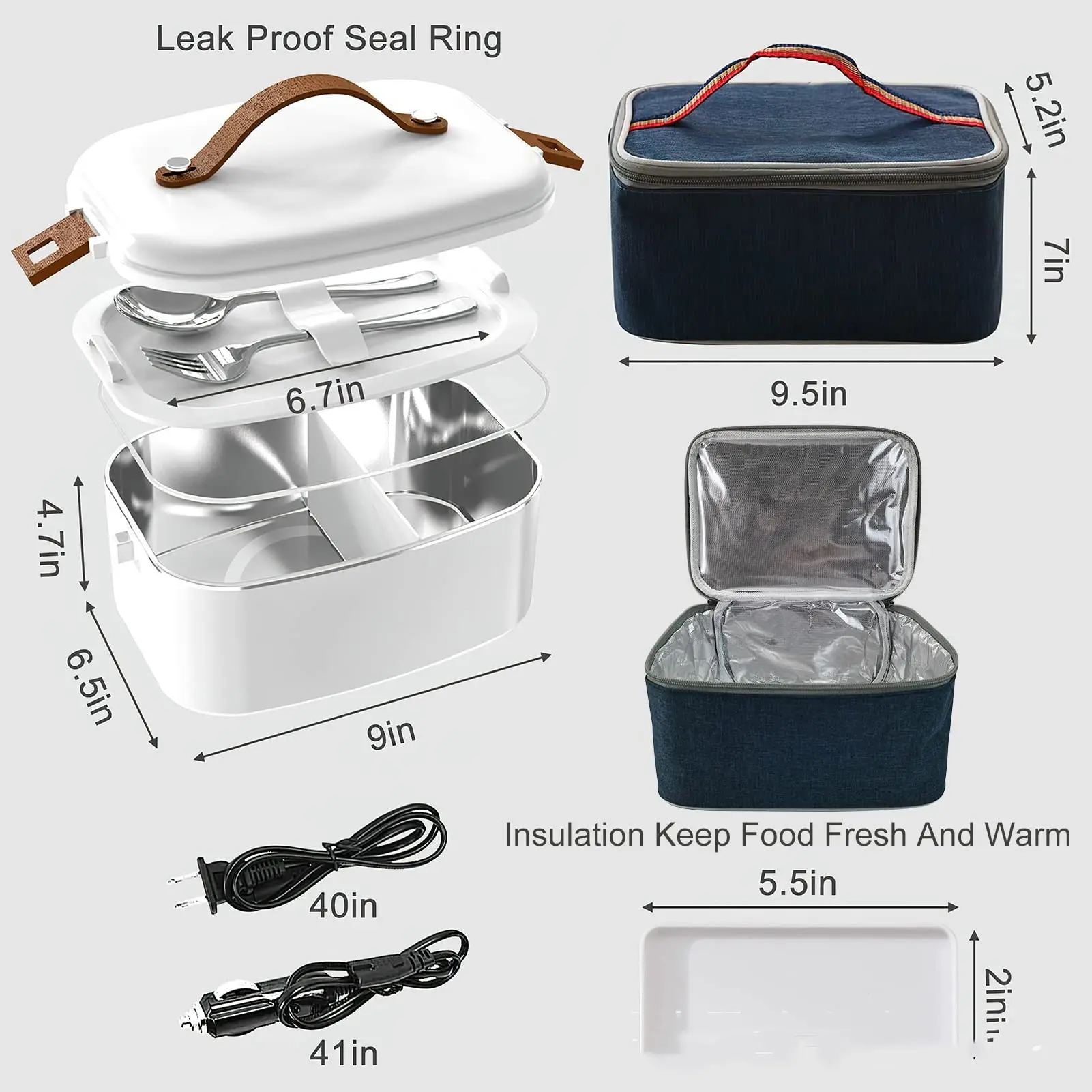 Car Mounted Household Stainless Steel Heating Lunch
