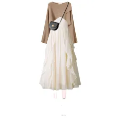Gentle Tie With Chic Sweater And Suspender Skirt Two-piece Suit - Dress - View 1