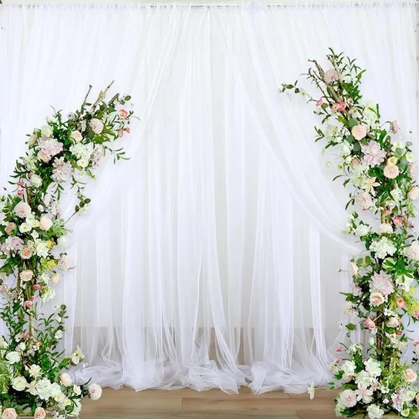 White Tulle Backdrop Curtain 10ft X 5ft Sheer Chiffon Backdrop Curtain Drapes Elegant Photography Photo Backdrop For Wedding Birthday Bridal Shower... - Shop at LoveMi