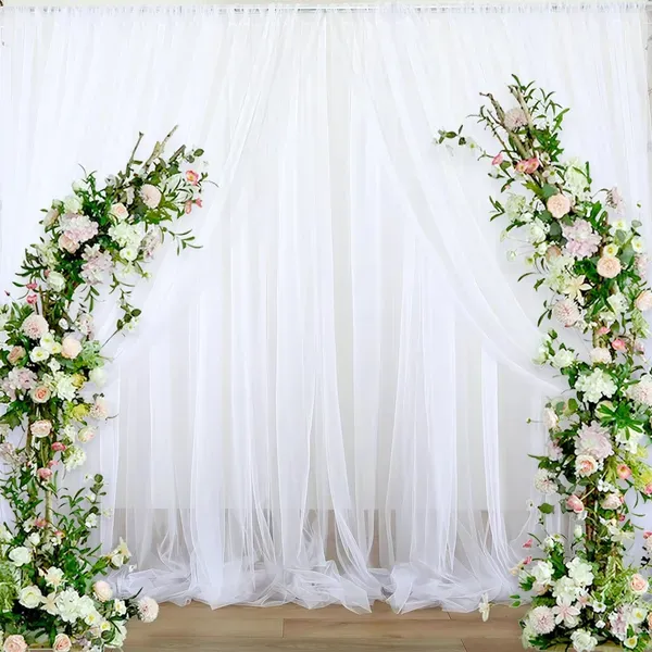 White Tulle Backdrop Curtain 10ft X 5ft Sheer Chiffon Backdrop Curtain Drapes Elegant Photography Photo Backdrop For Wedding Birthday Bridal Shower... - Shop at LoveMi