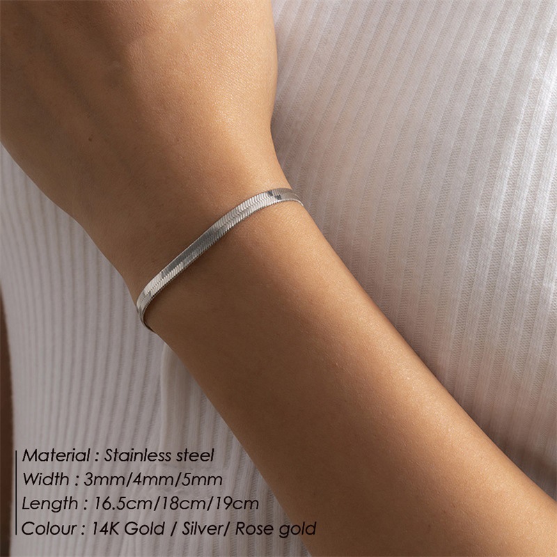 3MM-5MM Flat Snake Chain Bracelet
