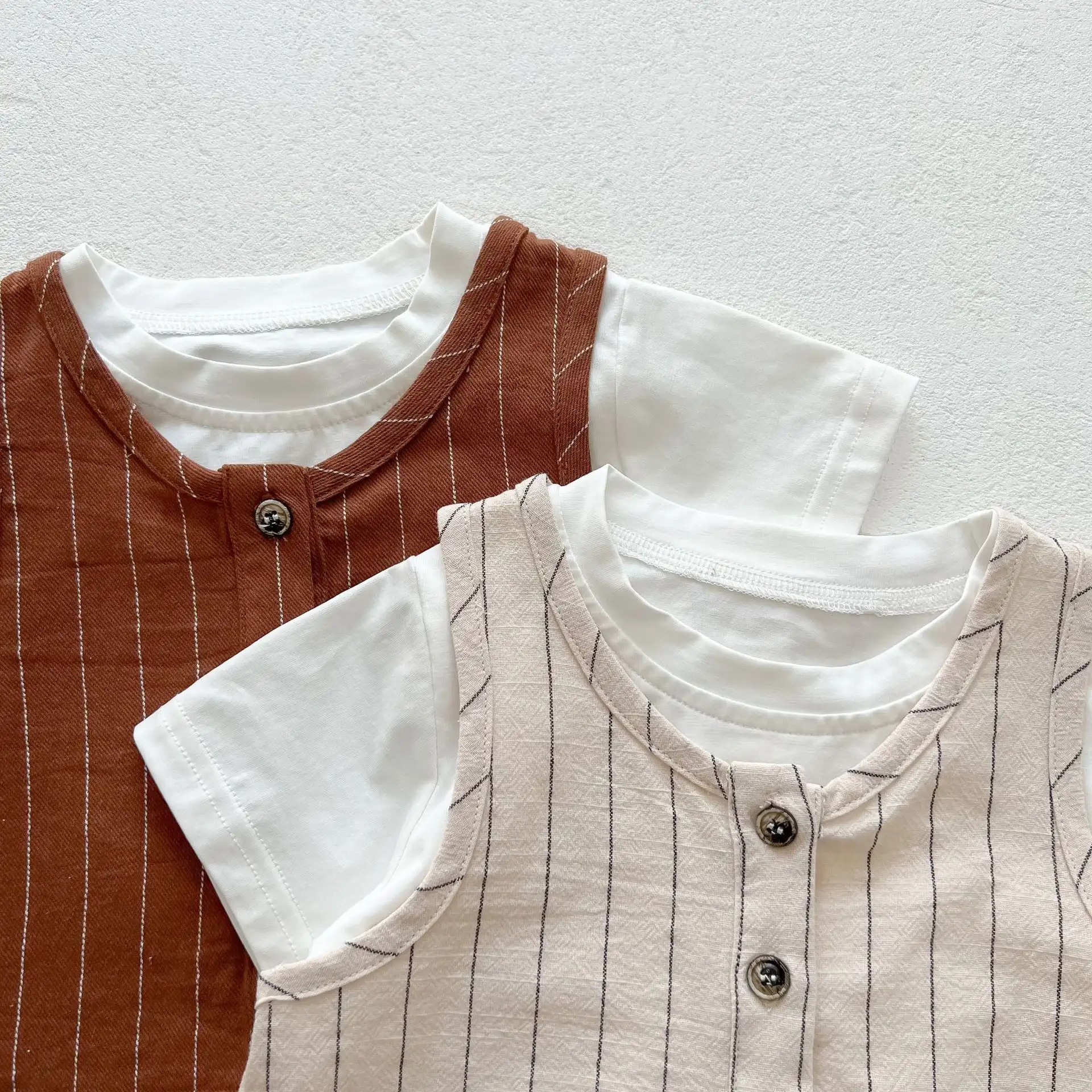 Short Sleeve Jacket Two-piece Baby Bib Suit