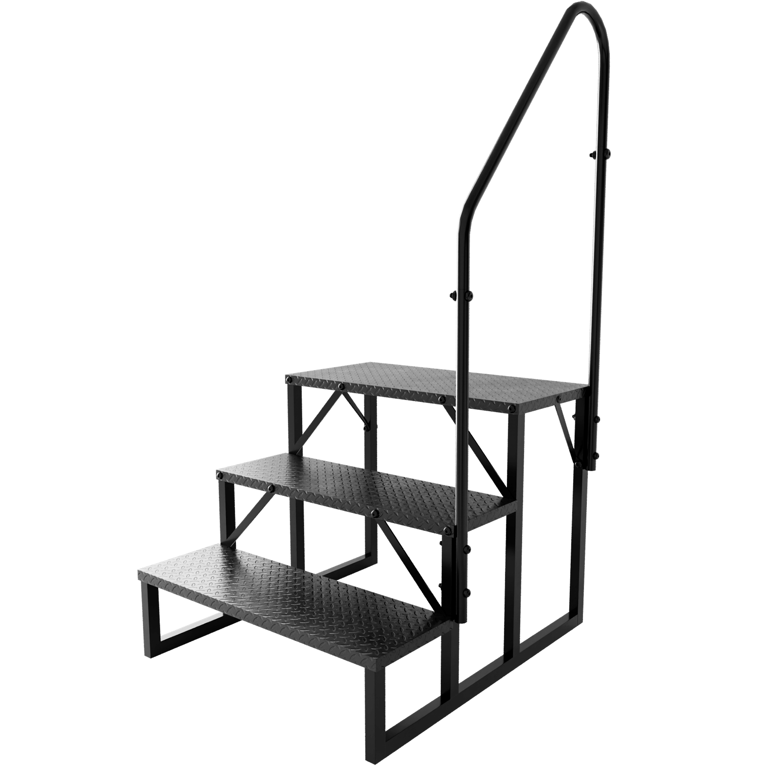 RV Ladder Stool-3-level Ladder- Hot Tub Ladder With Handrails- Portable Pool Ladder, 660 Pound Heavy-duty Ladder Frame, Used For Outdoor Mobile Home Ladder Of Camper Van-porch-SPA Pool-pet Ladder
