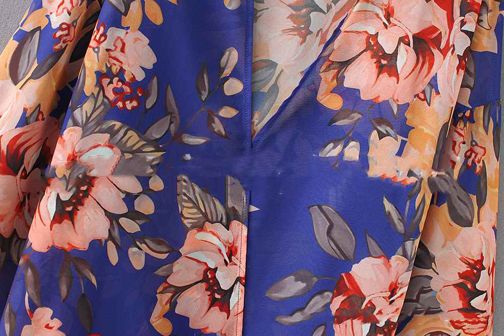 Sunscreen Clothing Beach Blouse Purple Printed Chiffon Cardigan