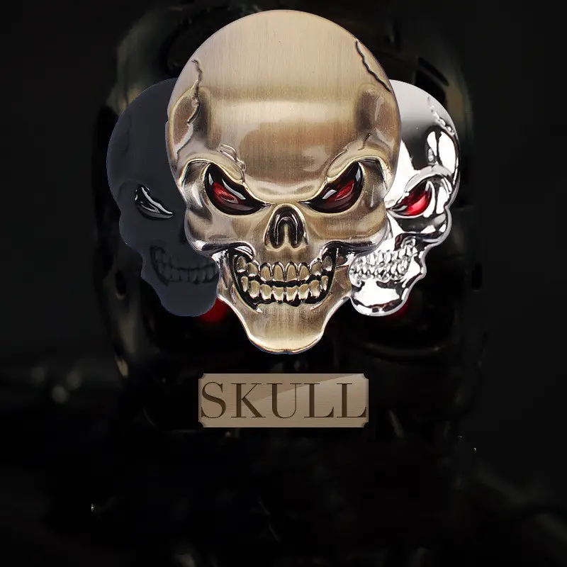 Car Metal Skull Sticker Body Red Eye