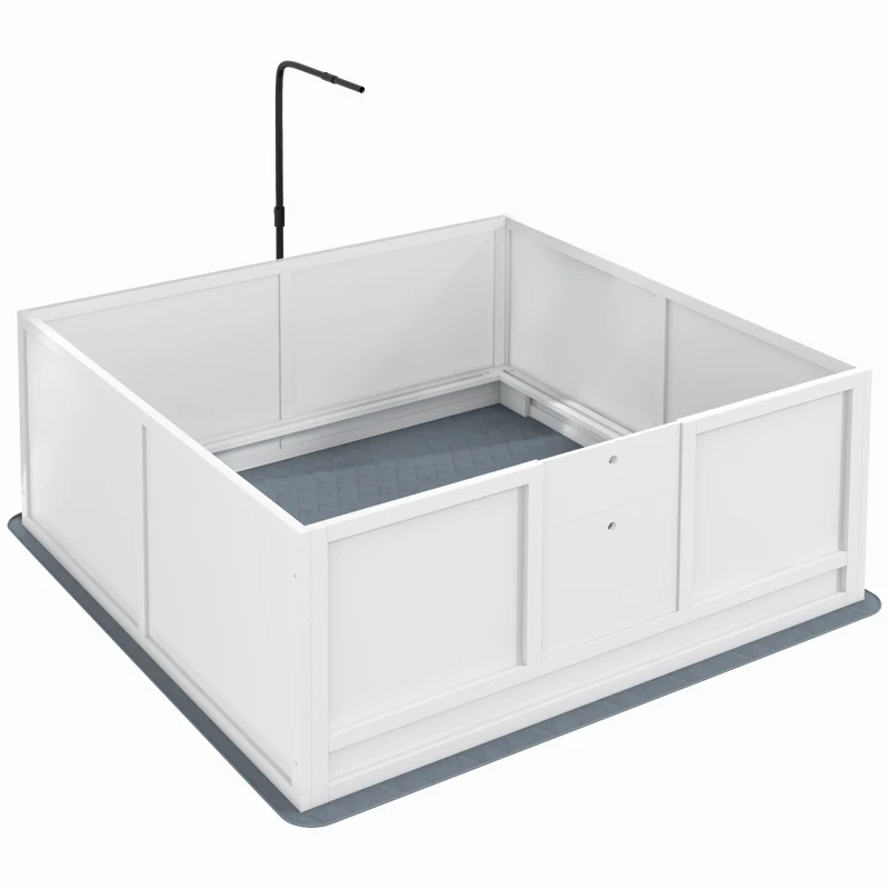 Box For Puppies With Pee Pad, Pig Rail, Adjustable Door For Small, Medium & Large Breed Dogs Birth