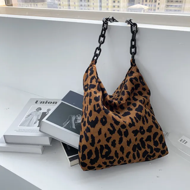 Women's Corduroy Eco friendly Art Shopping Bag Leopard - Shop at LoveMi