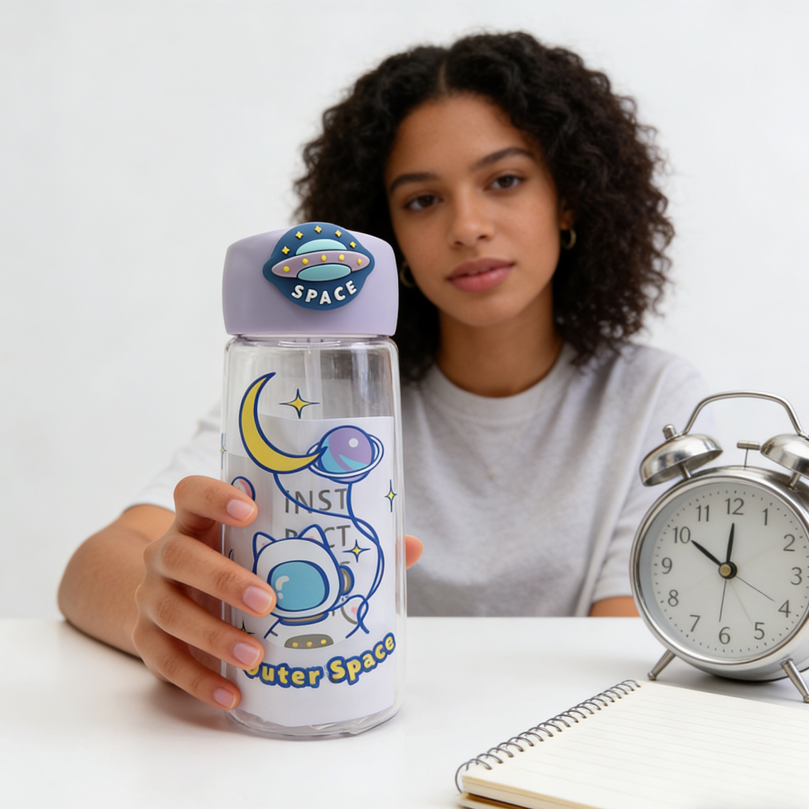 Astronaut Cat Plastic Bottle 400ml-Purple 7