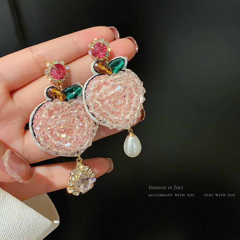 925 Silver Needle Asymmetrical Pearl With Diamonds