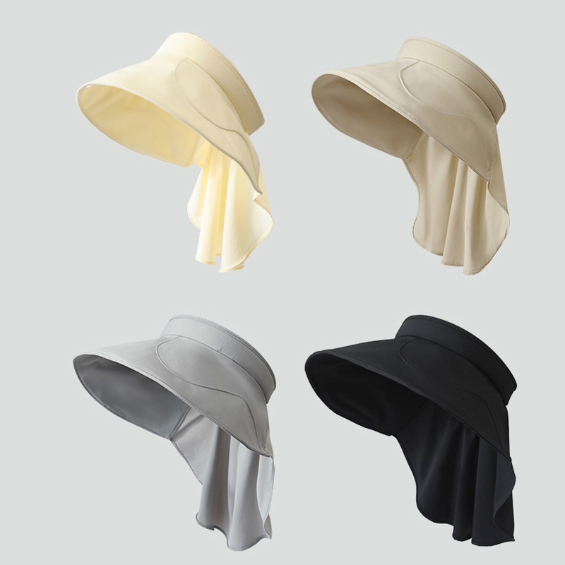 Summer Solid-color Sun Hat With Wide Brim, Shoulder Protection, Neck Protection, Open Top Hat For Outdoor Cycling, Sun Protection Hat For Going Out, Hat For Outdoor Activities