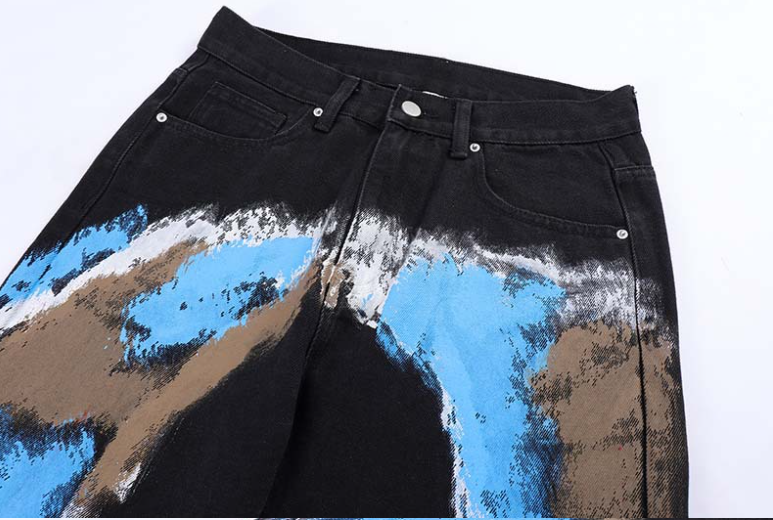 Title 9, Graffiti Loose Fashion Jeans voor heren met kle...