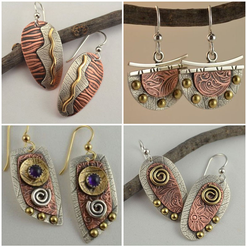 Leather Earrings Camouflage Leopard Drops