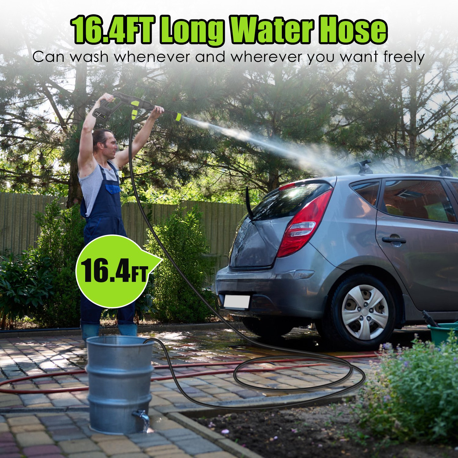 1Set Cordless Pressure Washer For Garden Portable Electric Power Washer High Pressure Water Sprayer 435PSI Car Washer Cleaner With 6 In 1 Nozzle Foam Bottle Filter 15000mAh 21V Battery And Charger — foto 11