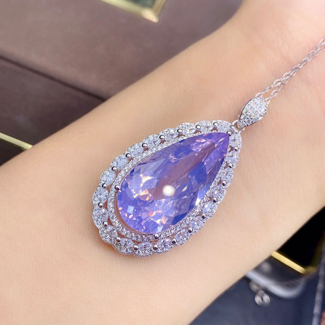 Natural Lavender Amethyst Pendant Oversized Particles