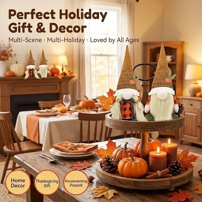 Fall Thanksgiving Pumpkin Gnome Decorations, Cute Seasonal