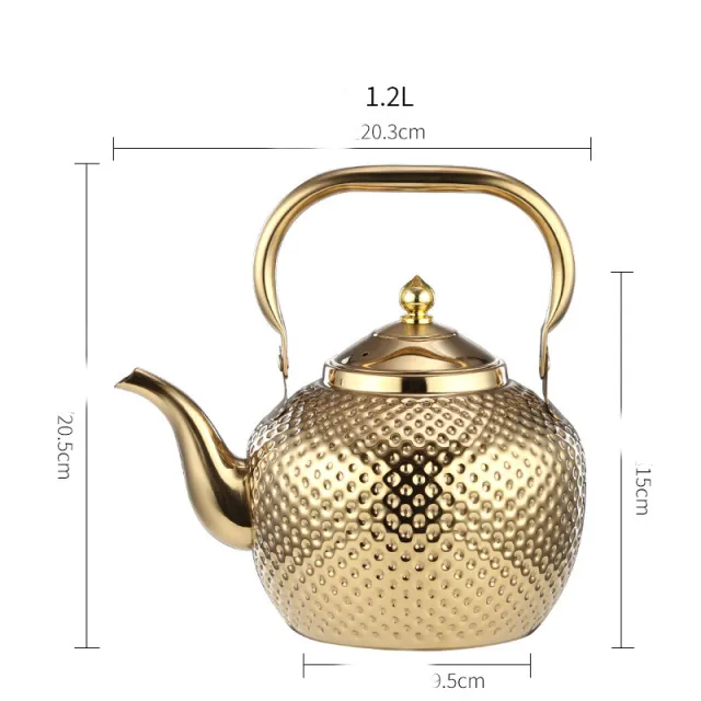 Spherical Handle Stainless Steel With Strainer Household Tea Table Kettle Gold - Shop at LoveMi