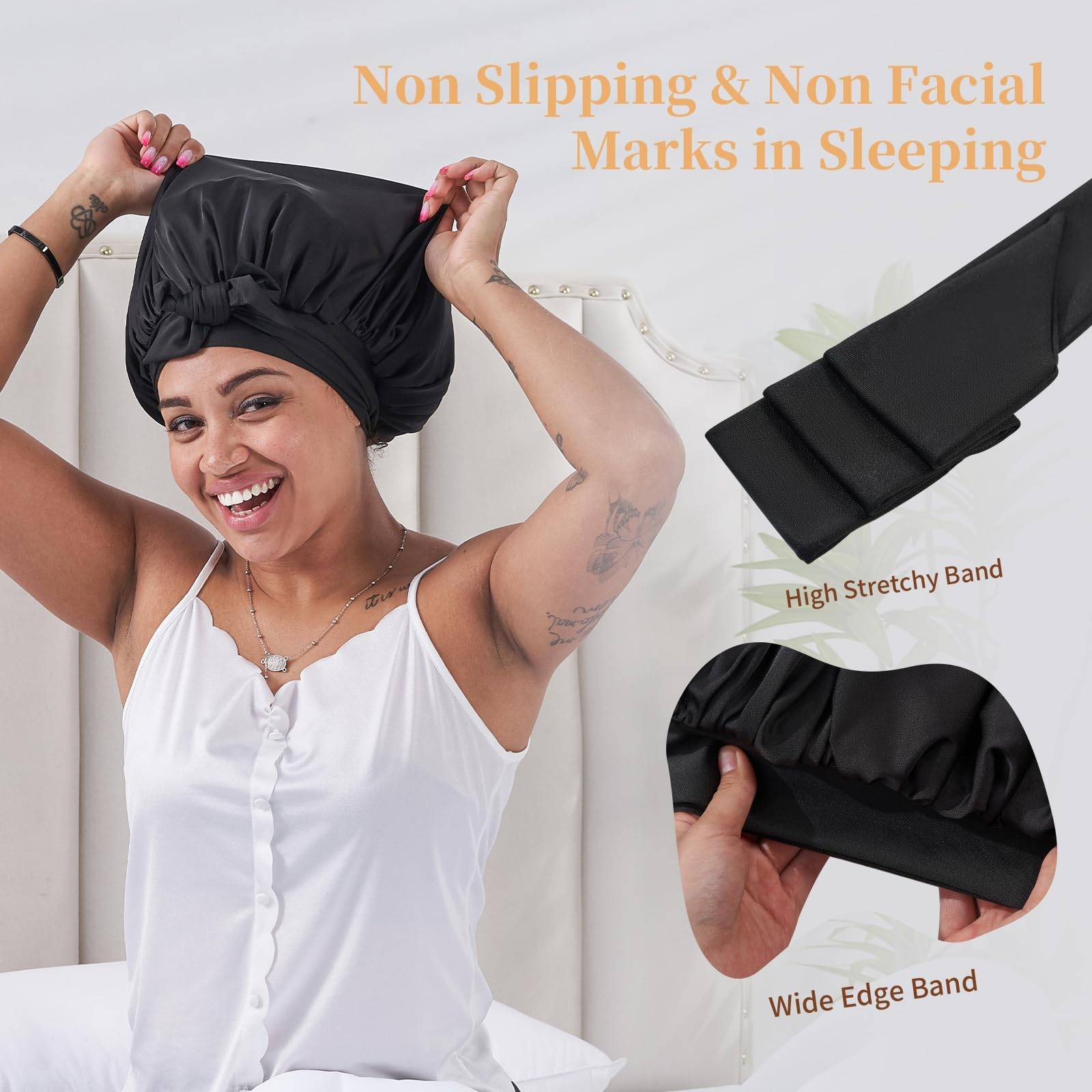 Silk Bonnet, Satin Hair Bonnet For Sleeping For Wavy Curly Natural Hair - Image 18