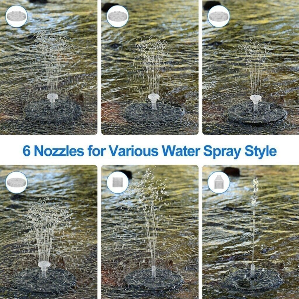 8LED Solar Panel Powered Fountain Water Feature Pump Garden Pool Pond Aquarium — image 7
