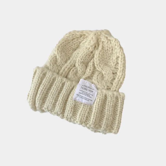 Pure Japanese Fried Dough Twist Wool Warm Ear Protection Knitting Headgear Off White - Shop at LoveMi