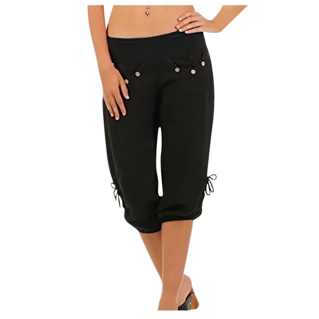 Fashion Casual Women's Loose Mid waist Trousers Black - Shop at LoveMi