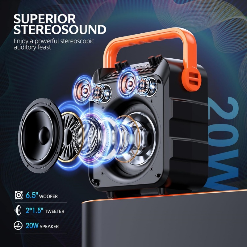 Karaoke Machine With 2 Wireless Microphones And RGB Color Lights,Karaoke... 11