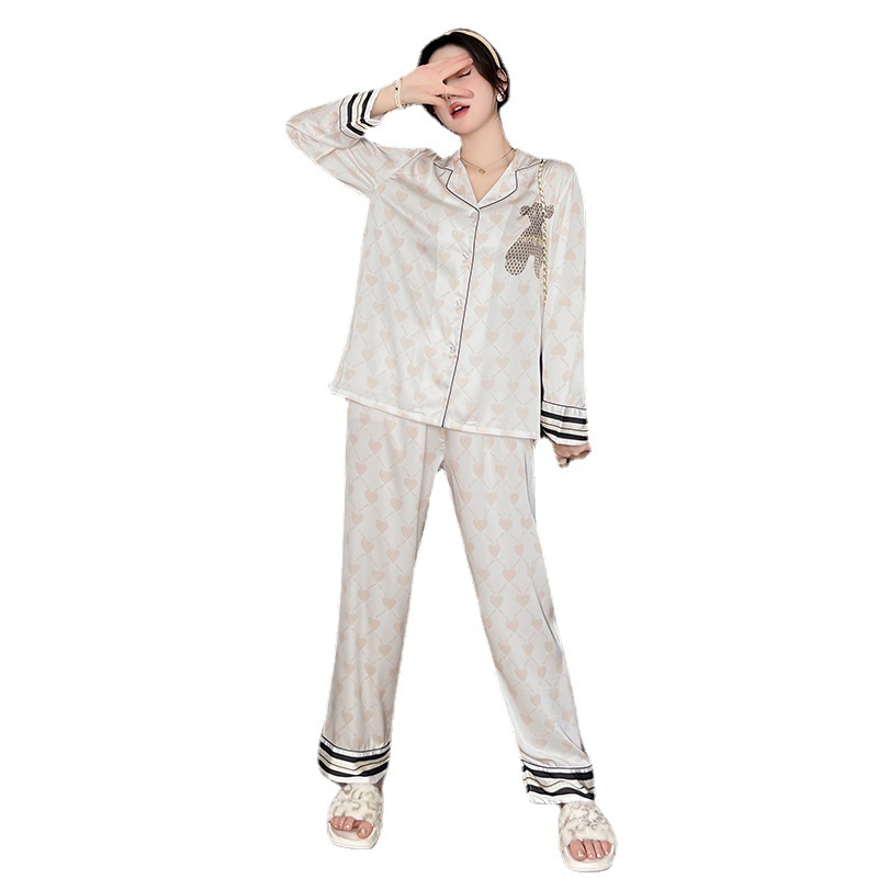 Summer Long-sleeved Cartoon Printing Lapel Suit Vibrato Net Red Home Clothes Thin